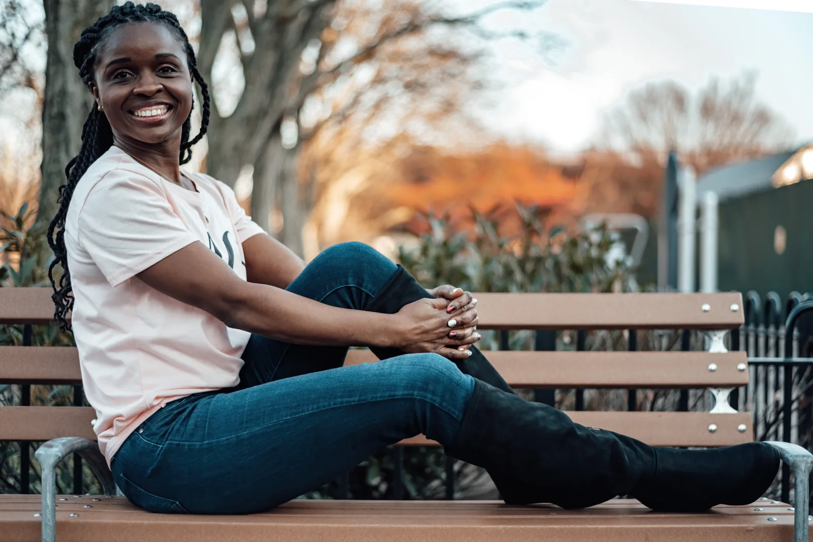 Theresa Yirerong, founder of Terios Wellness, seated outdoors